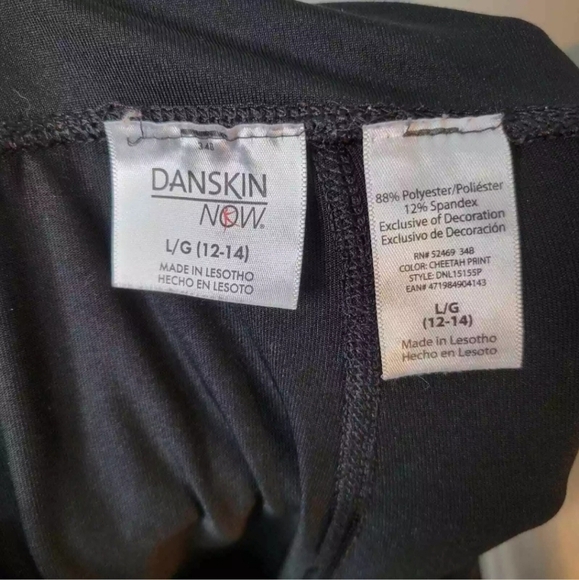 Danskin Now leggings size L gray black leopard print full length yoga pants gym - Picture 3 of 9